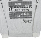 BOXEUR Mens Grey Cotton Blend Sweatshirt L Crew Neck Graphic Print