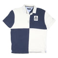TOMMY HILFIGER Mens Navy & White Block Colour Polo Shirt XL Cotton Blend