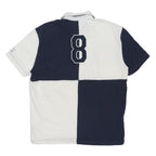 TOMMY HILFIGER Mens Navy & White Block Colour Polo Shirt XL Cotton Blend