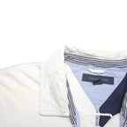 TOMMY HILFIGER Mens Navy & White Block Colour Polo Shirt XL Cotton Blend