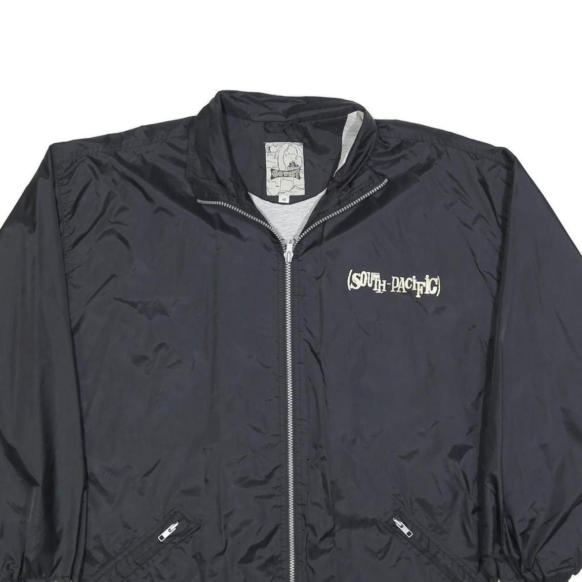 GO WEST Mens Black South Pacific Zip Jacket L Polyester Blend Plain Casual