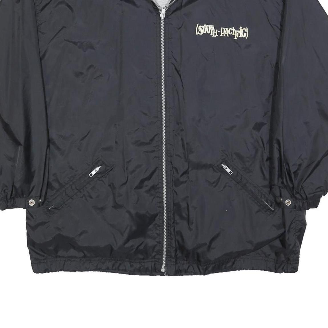 GO WEST Mens Black South Pacific Zip Jacket L Polyester Blend Plain Casual