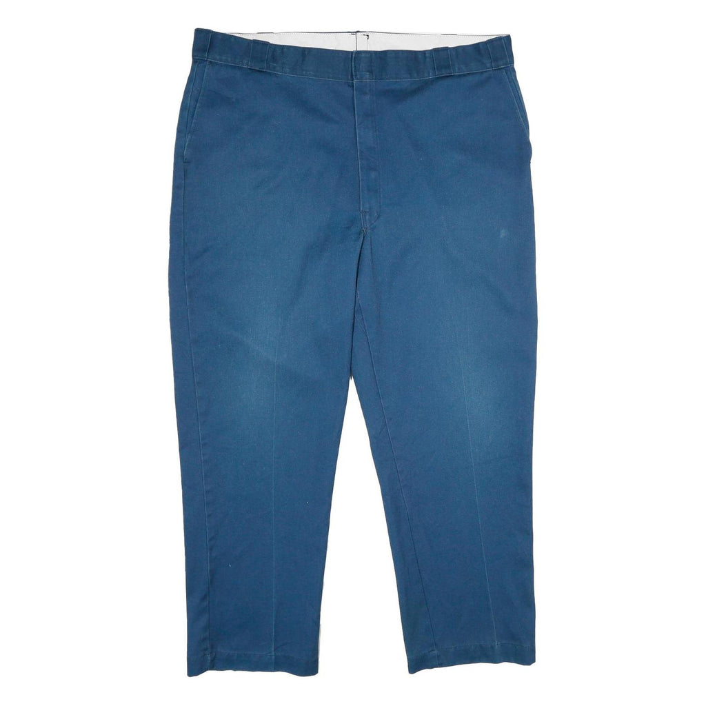 DICKIES Mens Polyester Blend Blue Regular Straight Trousers W44 L30 Workwear Zip