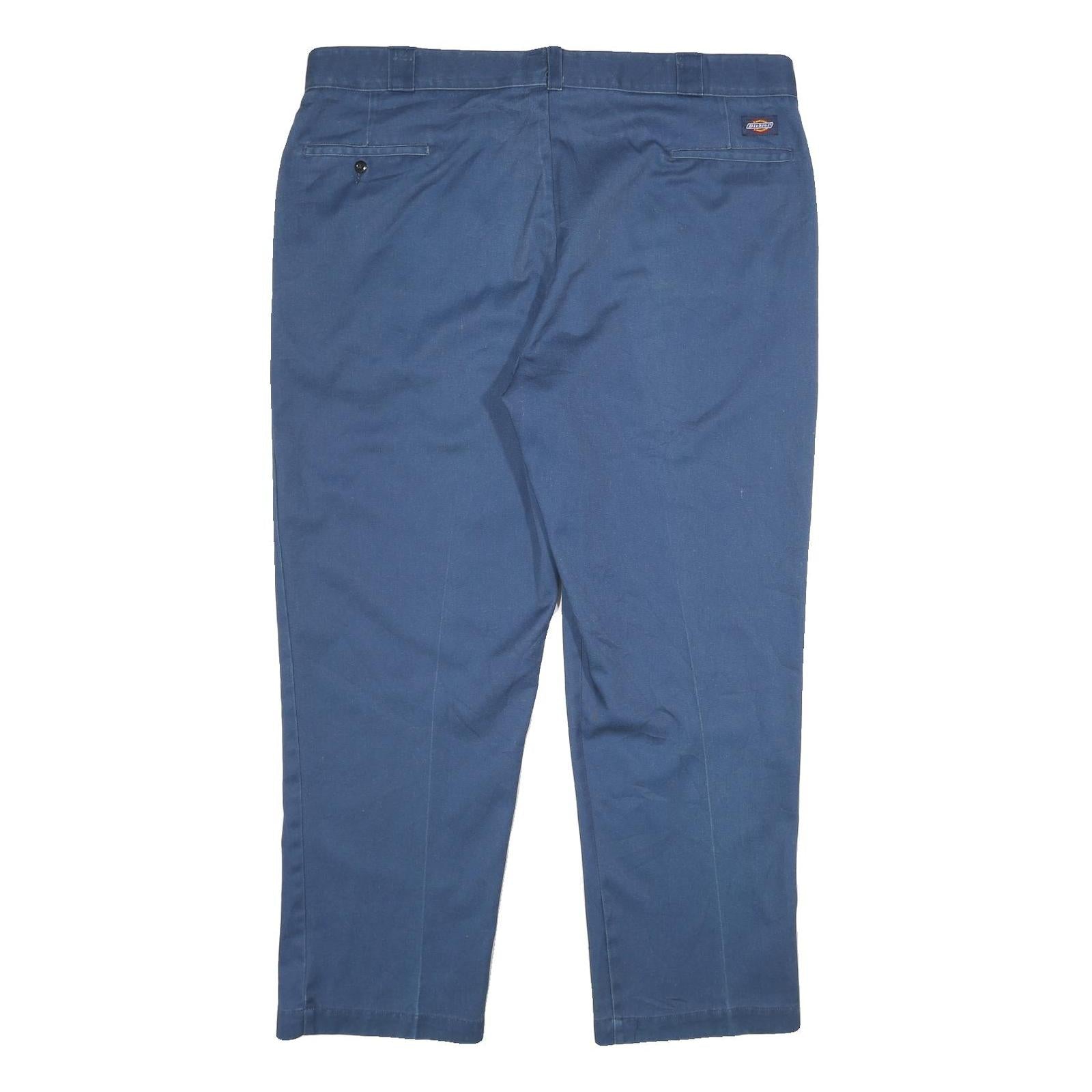 DICKIES Mens Polyester Blend Blue Regular Straight Trousers W44 L30 Workwear Zip