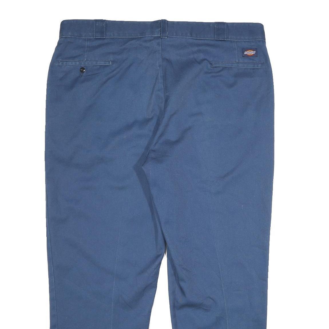 DICKIES Mens Polyester Blend Blue Regular Straight Trousers W44 L30 Workwear Zip