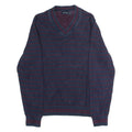 NAUTICA Mens Patterned Jumper Blue Striped V-Neck Chunky Knit M