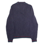 NAUTICA Mens Patterned Jumper Blue Striped V-Neck Chunky Knit M