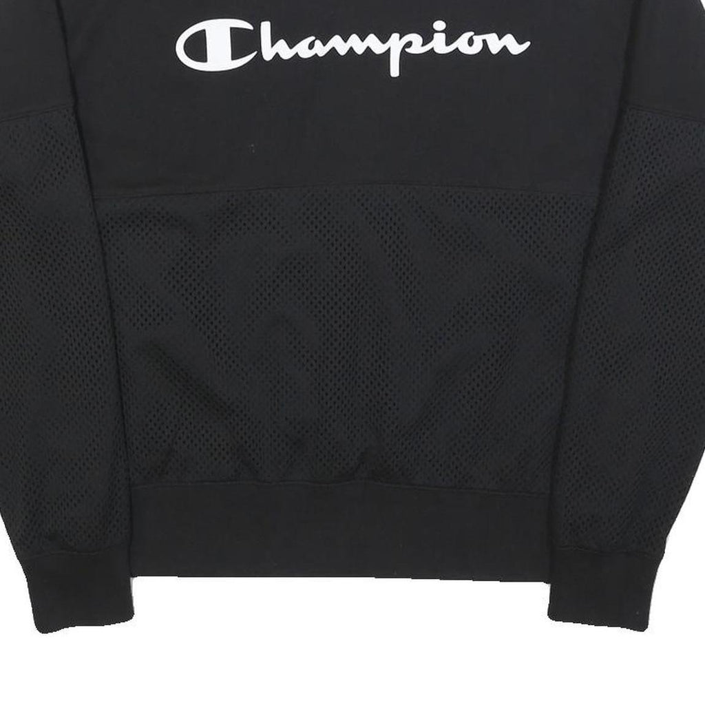 CHAMPION Womens Black Cotton Blend Crew Neck L Logo Sweatshirt