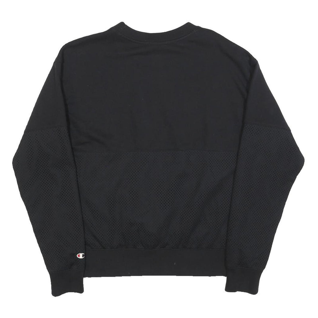 CHAMPION Womens Black Cotton Blend Crew Neck L Logo Sweatshirt