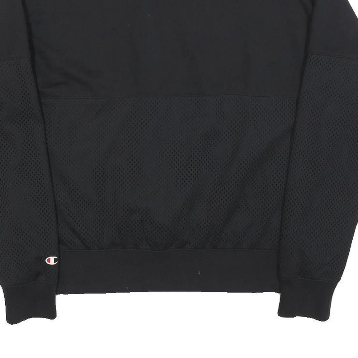 CHAMPION Womens Black Cotton Blend Crew Neck L Logo Sweatshirt