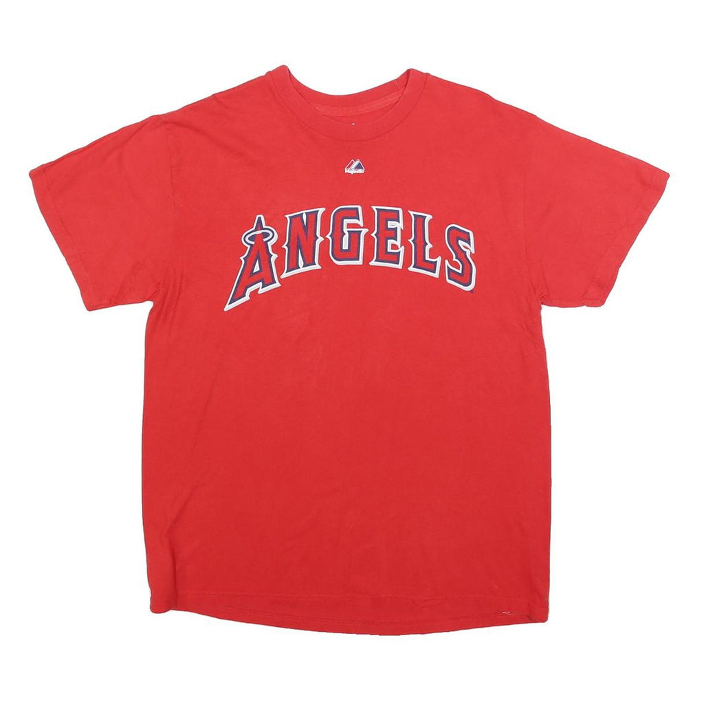 MAJESTIC Mens Red Angels Graphic T-Shirt L Short Sleeve Crew Neck Sports Fanwear