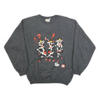 THE BEST Womens Grey Cotton Blend Crew Neck S Sweatshirt Cartoon Graphic Casual