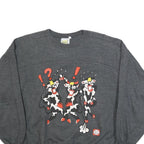 THE BEST Womens Grey Cotton Blend Crew Neck S Sweatshirt Cartoon Graphic Casual