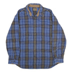 ST JOHN'S BAY Mens Blue & Brown Check Shirt XL Casual Button Cotton Flannel