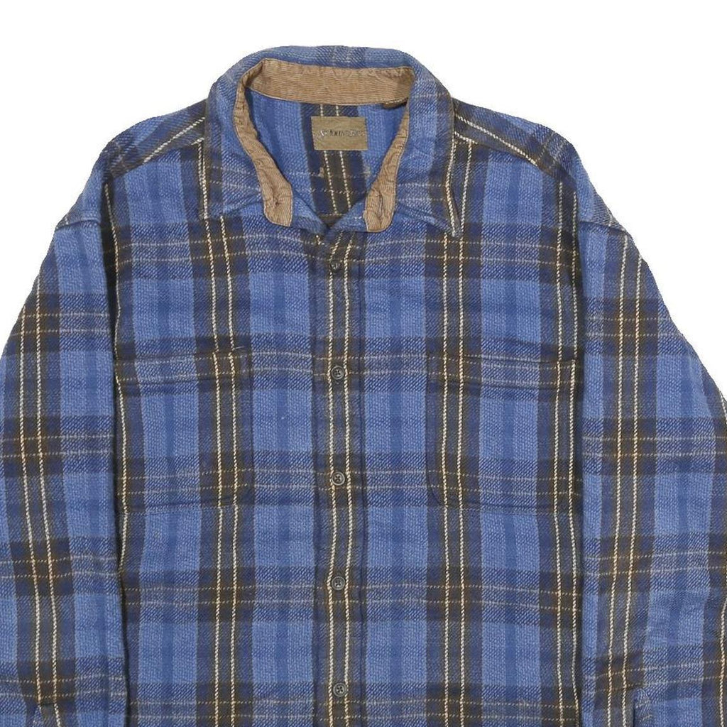 ST JOHN'S BAY Mens Blue & Brown Check Shirt XL Casual Button Cotton Flannel