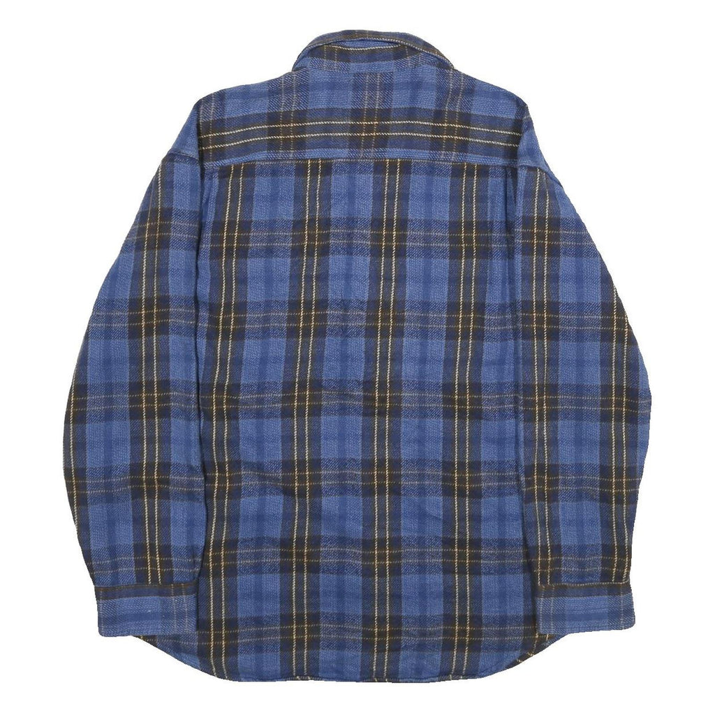 ST JOHN'S BAY Mens Blue & Brown Check Shirt XL Casual Button Cotton Flannel