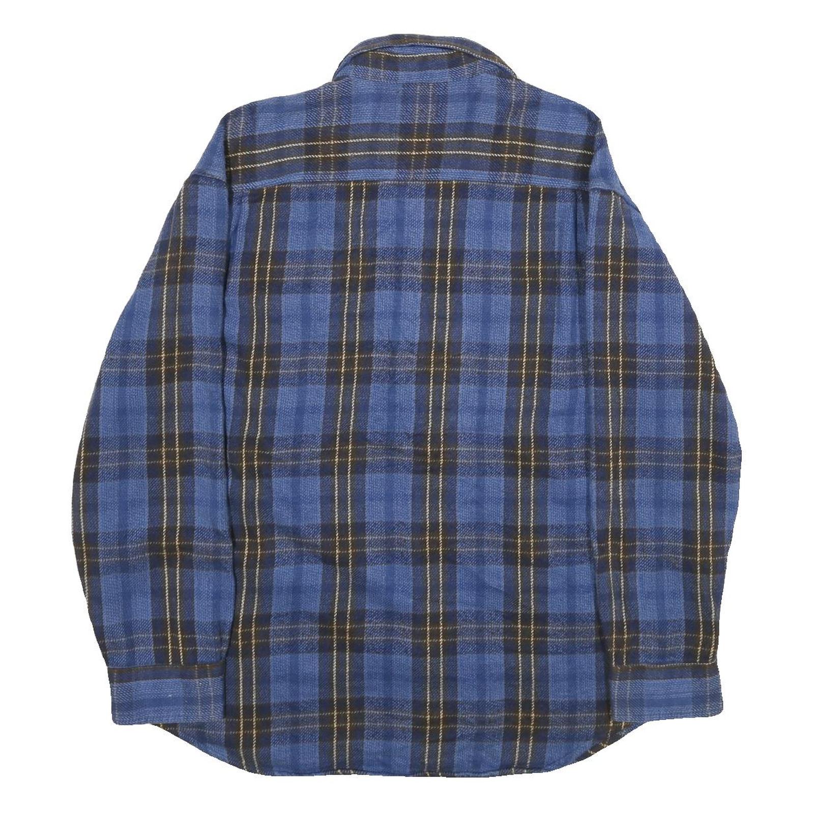 ST JOHN'S BAY Mens Blue & Brown Check Shirt XL Casual Button Cotton Flannel