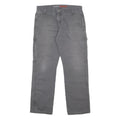 DICKIES Mens Cotton Blend Grey Regular Straight Trousers W32 L30 Workwear Zip