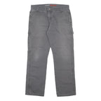 DICKIES Mens Cotton Blend Grey Regular Straight Trousers W32 L30 Workwear Zip