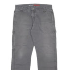 DICKIES Mens Cotton Blend Grey Regular Straight Trousers W32 L30 Workwear Zip