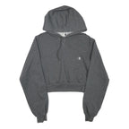 CHAMPION Womens Grey Cropped Hoodie S Cotton Blend Pullover Hooded Sweatshirt