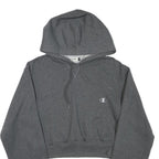 CHAMPION Womens Grey Cropped Hoodie S Cotton Blend Pullover Hooded Sweatshirt