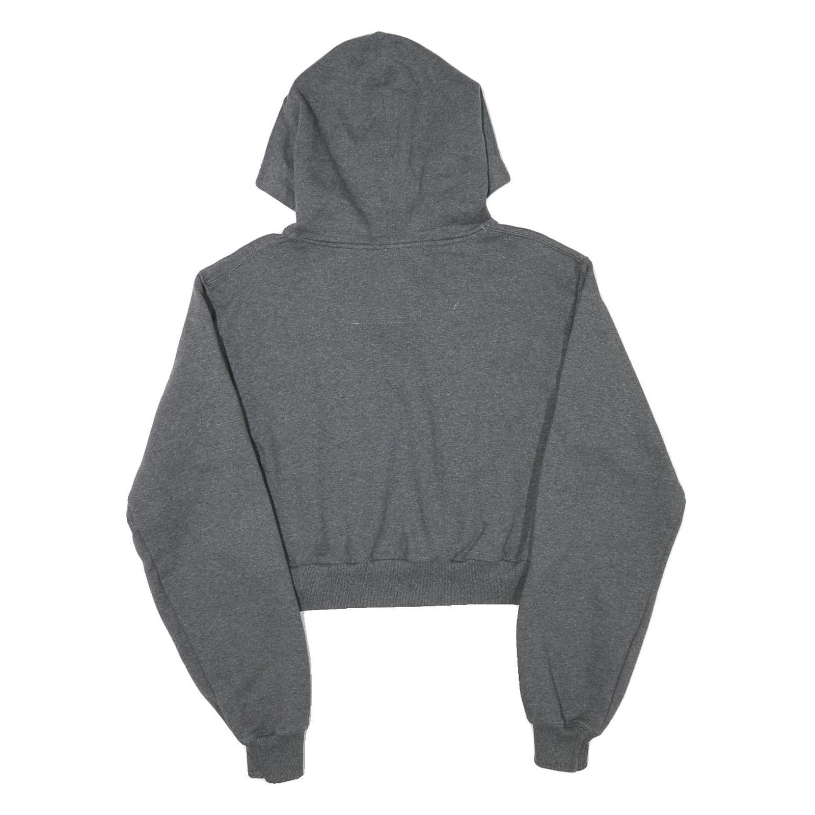 CHAMPION Womens Grey Cropped Hoodie S Cotton Blend Pullover Hooded Sweatshirt
