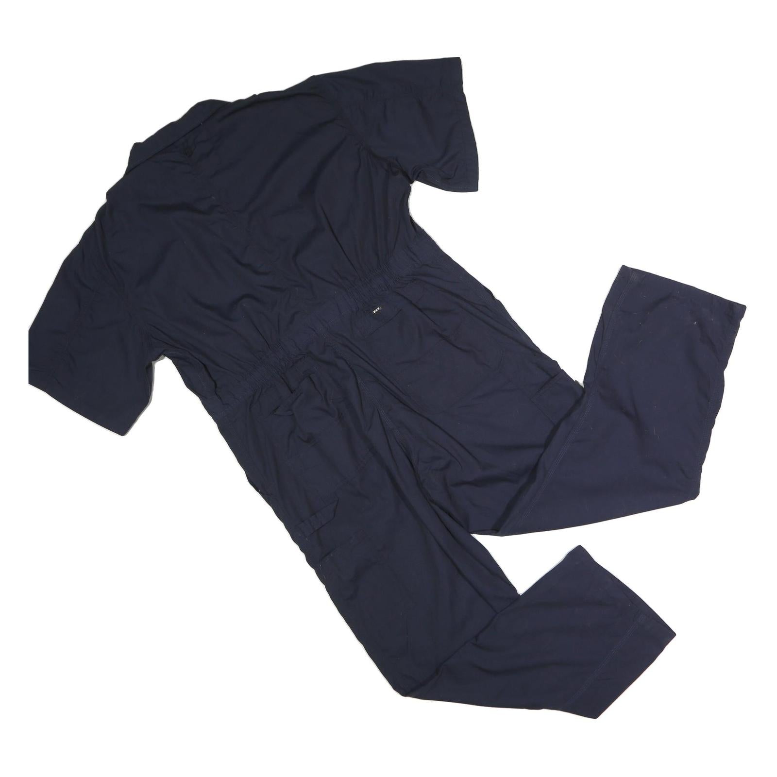 KEY Mens Navy Blue Polyester Blend Dungarees Classic XL W42 L30 Workwear Utility