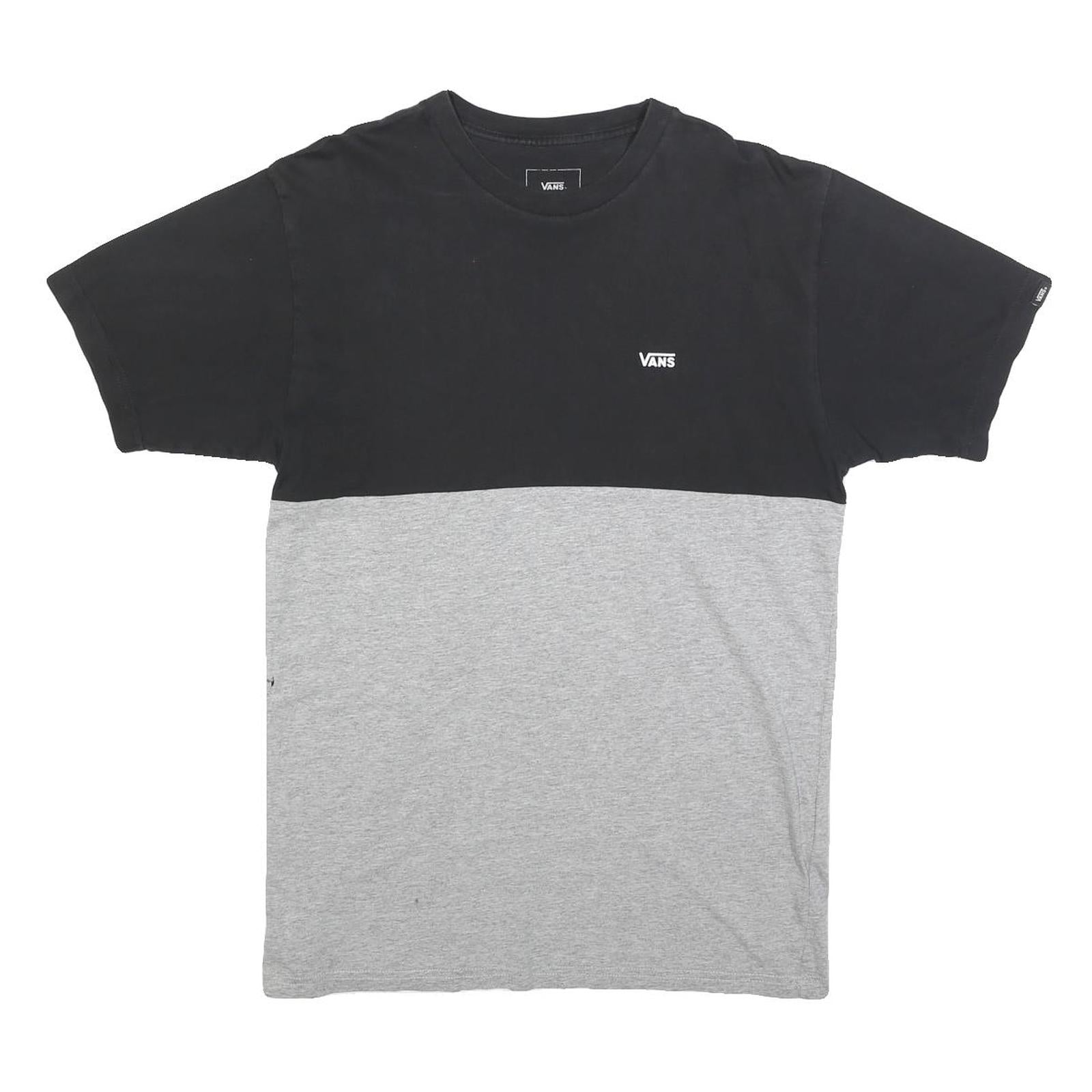 VANS Mens Black & Grey Colourblock T-Shirt M Short Sleeve Crew Neck Cotton Blend
