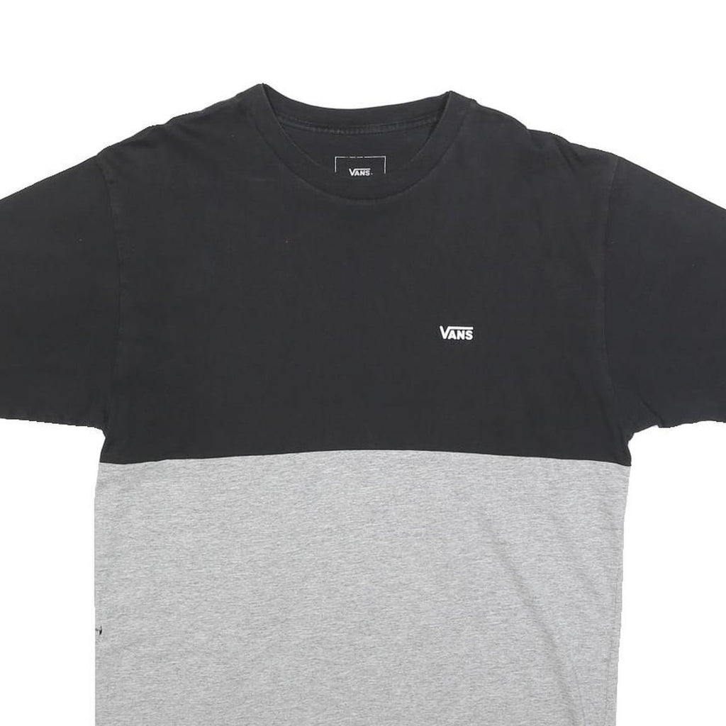 VANS Mens Black & Grey Colourblock T-Shirt M Short Sleeve Crew Neck Cotton Blend