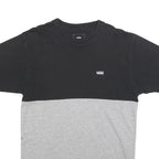 VANS Mens Black & Grey Colourblock T-Shirt M Short Sleeve Crew Neck Cotton Blend