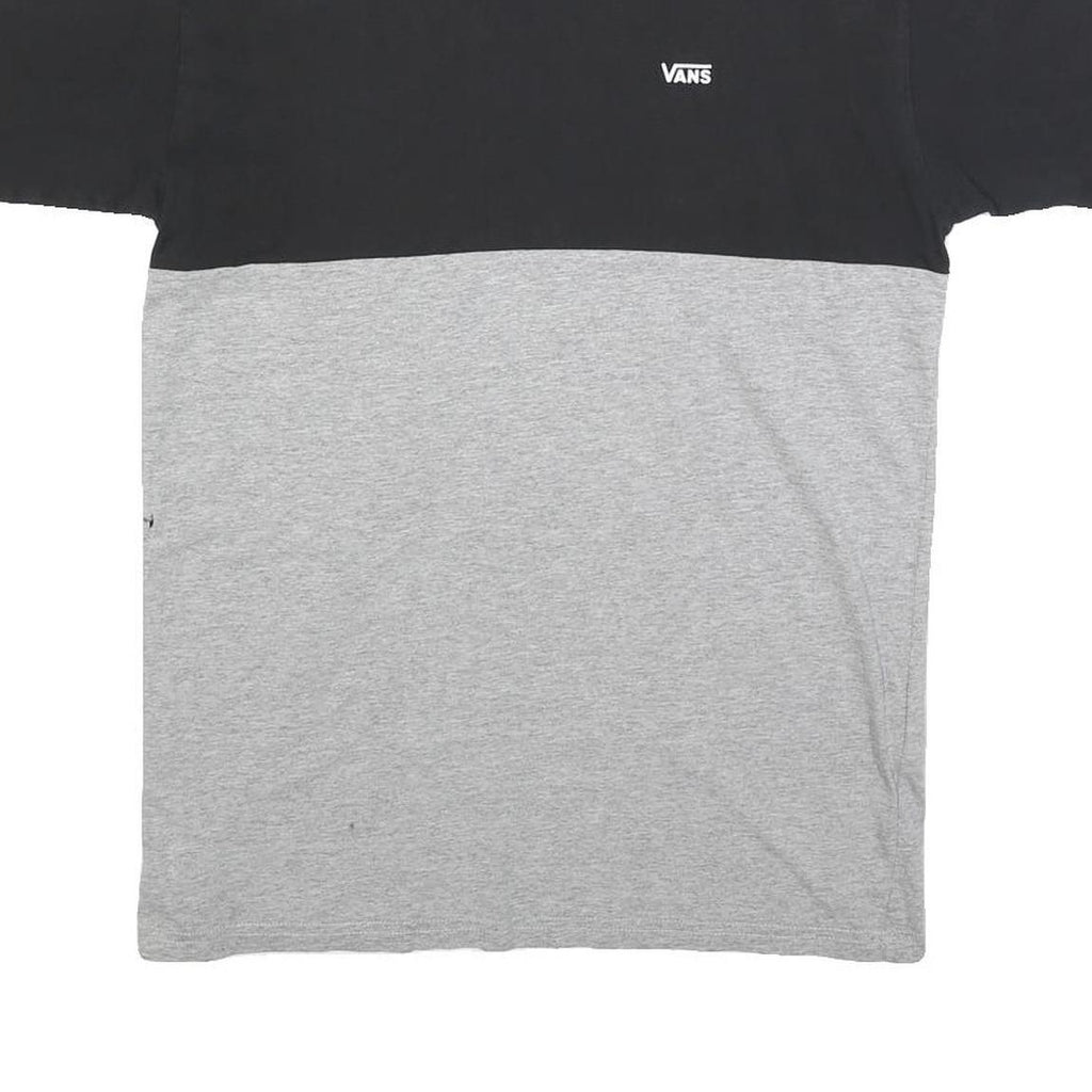 VANS Mens Black & Grey Colourblock T-Shirt M Short Sleeve Crew Neck Cotton Blend