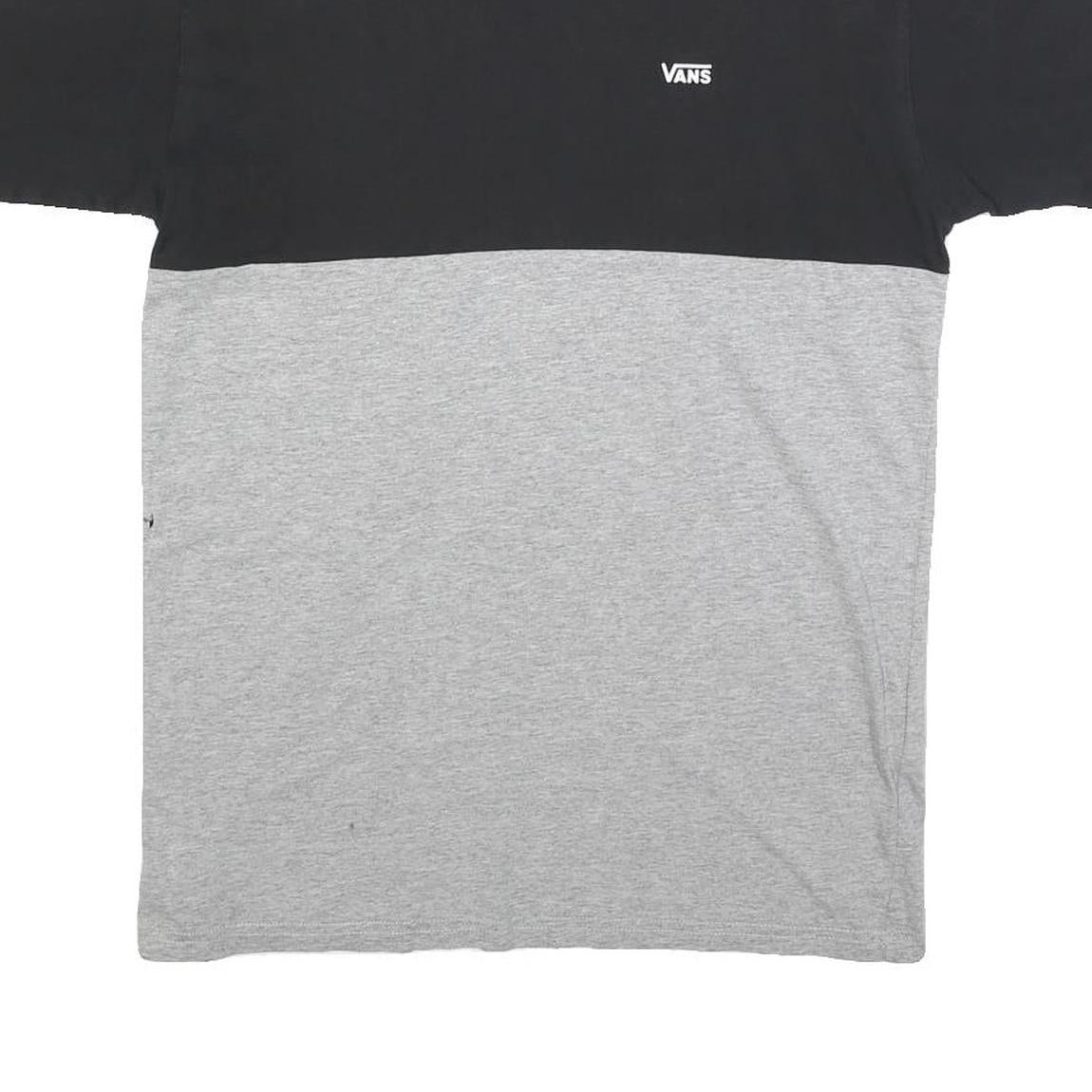 VANS Mens Black & Grey Colourblock T-Shirt M Short Sleeve Crew Neck Cotton Blend