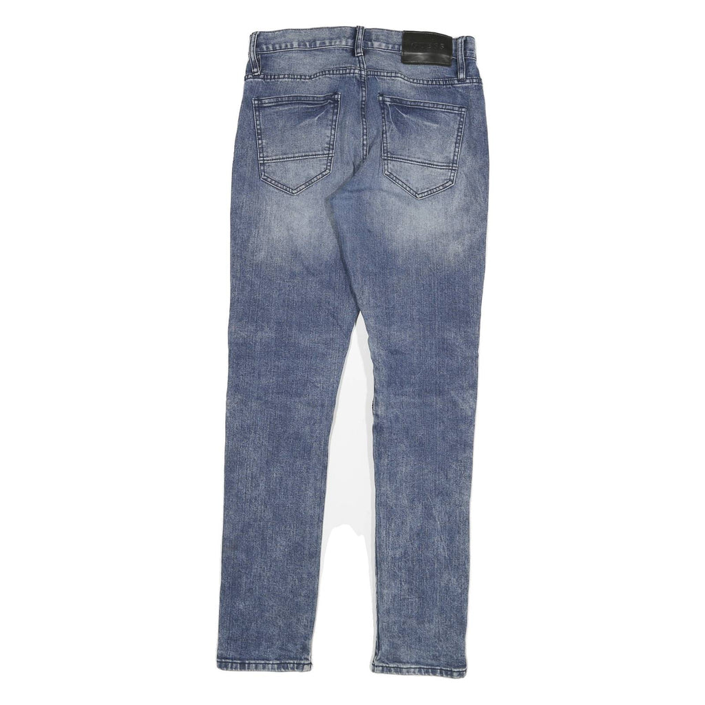 GUESS Womens Slim Blue Denim Light Wash Jeans W28 L32 Zipper Detail Casual