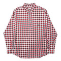 CHAPS Mens Red & Black Check Shirt L Classic Button-Down Long Sleeve Cotton