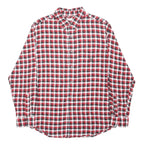 CHAPS Mens Red & Black Check Shirt L Classic Button-Down Long Sleeve Cotton