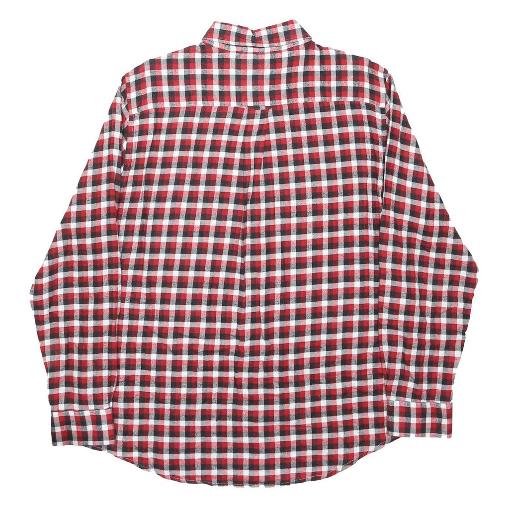 CHAPS Mens Red & Black Check Shirt L Classic Button-Down Long Sleeve Cotton