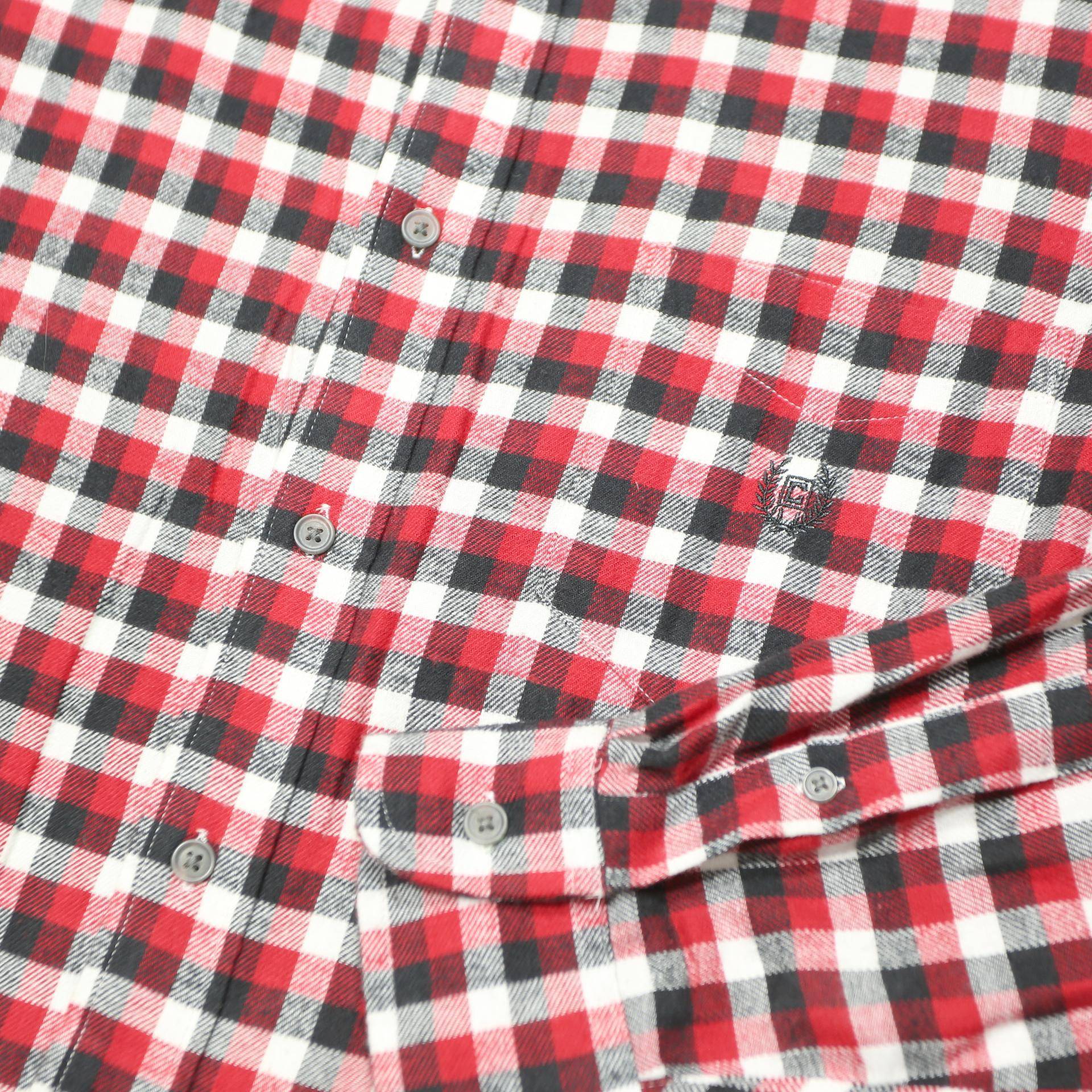 CHAPS Mens Red & Black Check Shirt L Classic Button-Down Long Sleeve Cotton