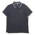 NIKE Mens Black & White Swoosh Short Sleeve Polo Shirt L Cotton Casual