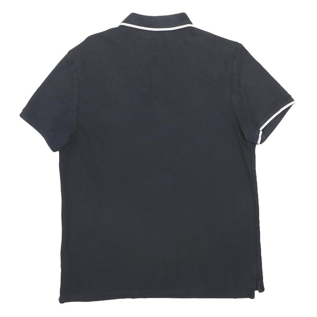 NIKE Mens Black & White Swoosh Short Sleeve Polo Shirt L Cotton Casual