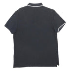 NIKE Mens Black & White Swoosh Short Sleeve Polo Shirt L Cotton Casual