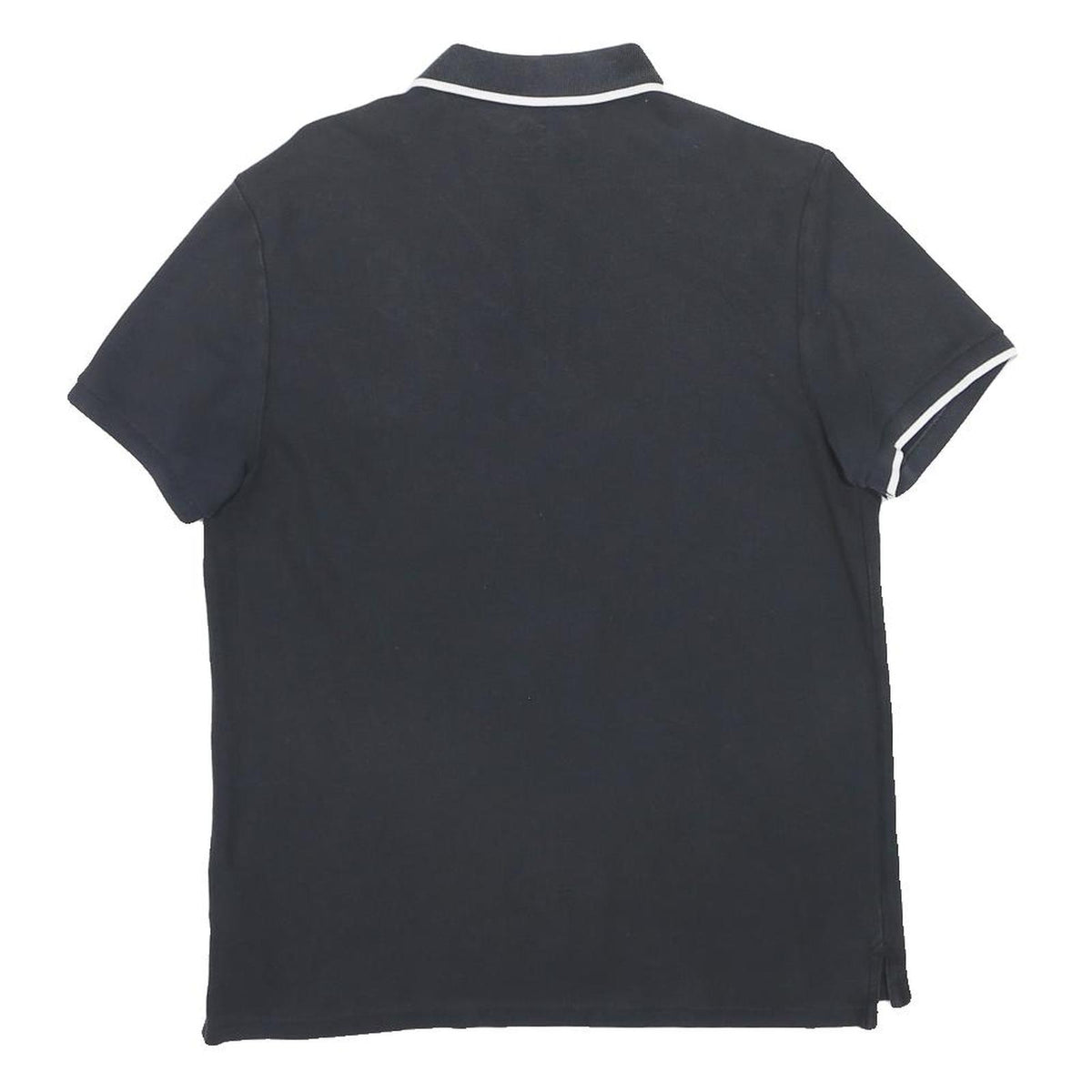 NIKE Mens Black & White Swoosh Short Sleeve Polo Shirt L Cotton Casual