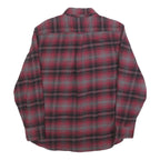 JACHS Mens Red & Grey Check Shirt L Cotton Blend Flannel Classic Button Up