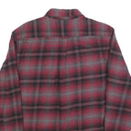 JACHS Mens Red & Grey Check Shirt L Cotton Blend Flannel Classic Button Up