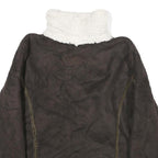 LL BEAN Womens Brown Faux Suede Zip Jacket M Sherpa Collar Warm Winter