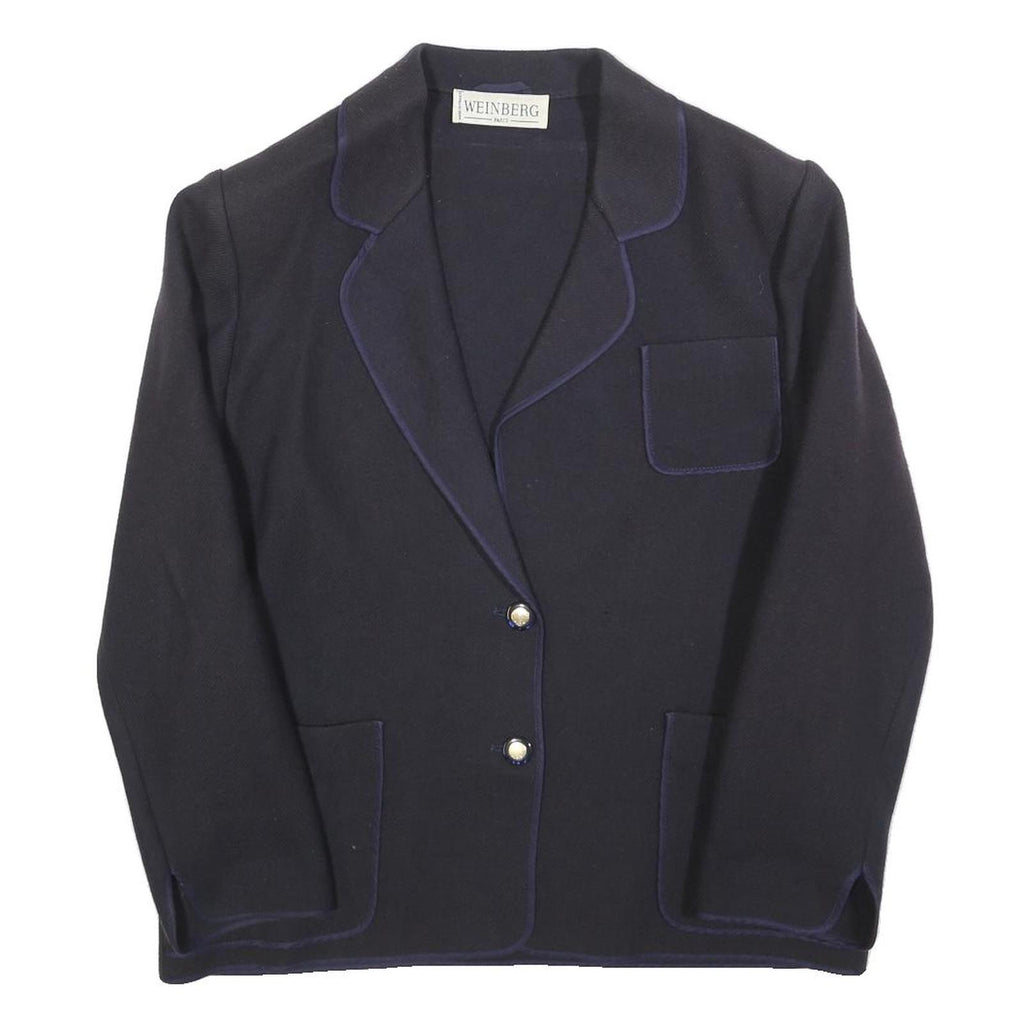 WEINBERG Womens Black Button Wool Jacket M Classic Tailored Plain Button Up