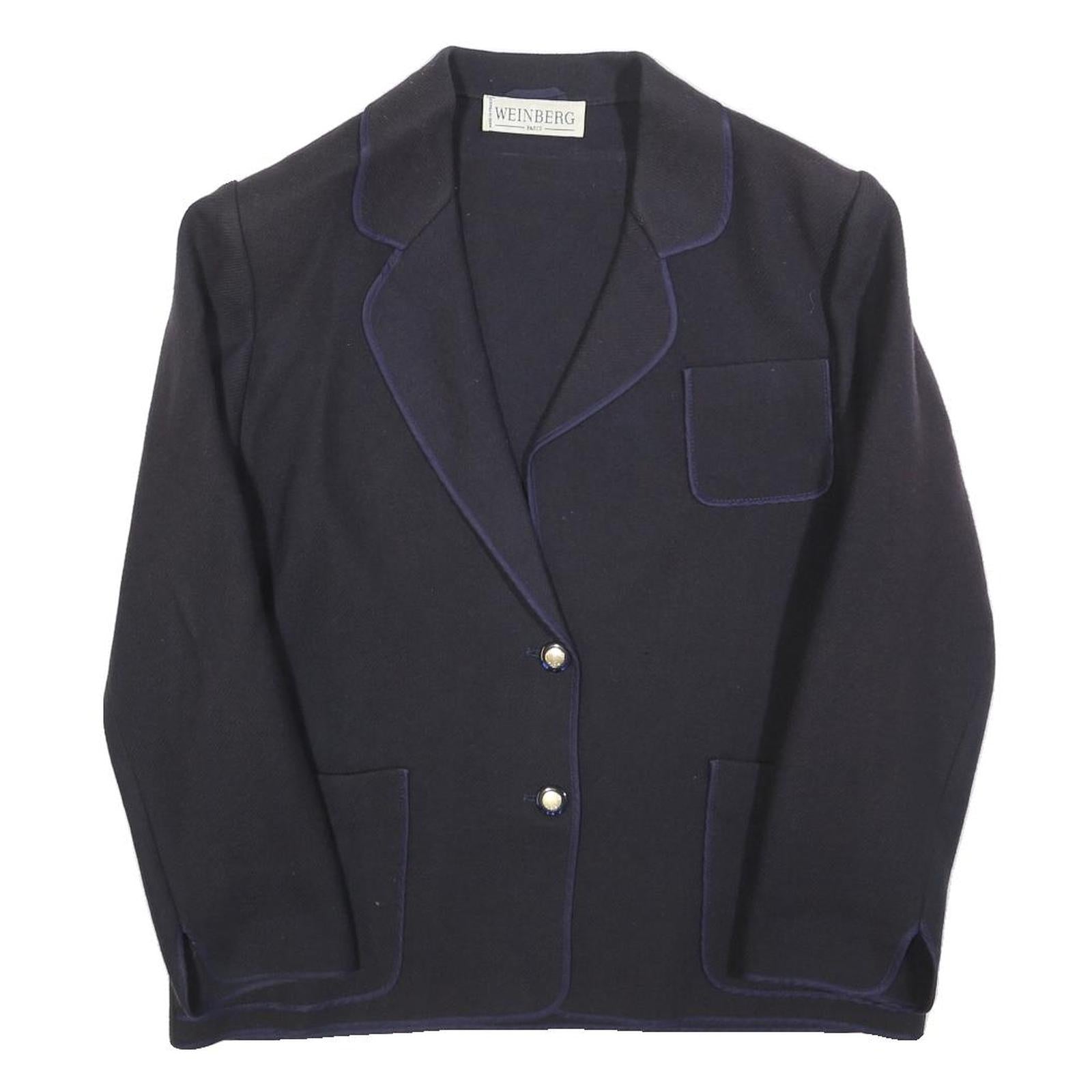 WEINBERG Womens Black Button Wool Jacket M Classic Tailored Plain Button Up