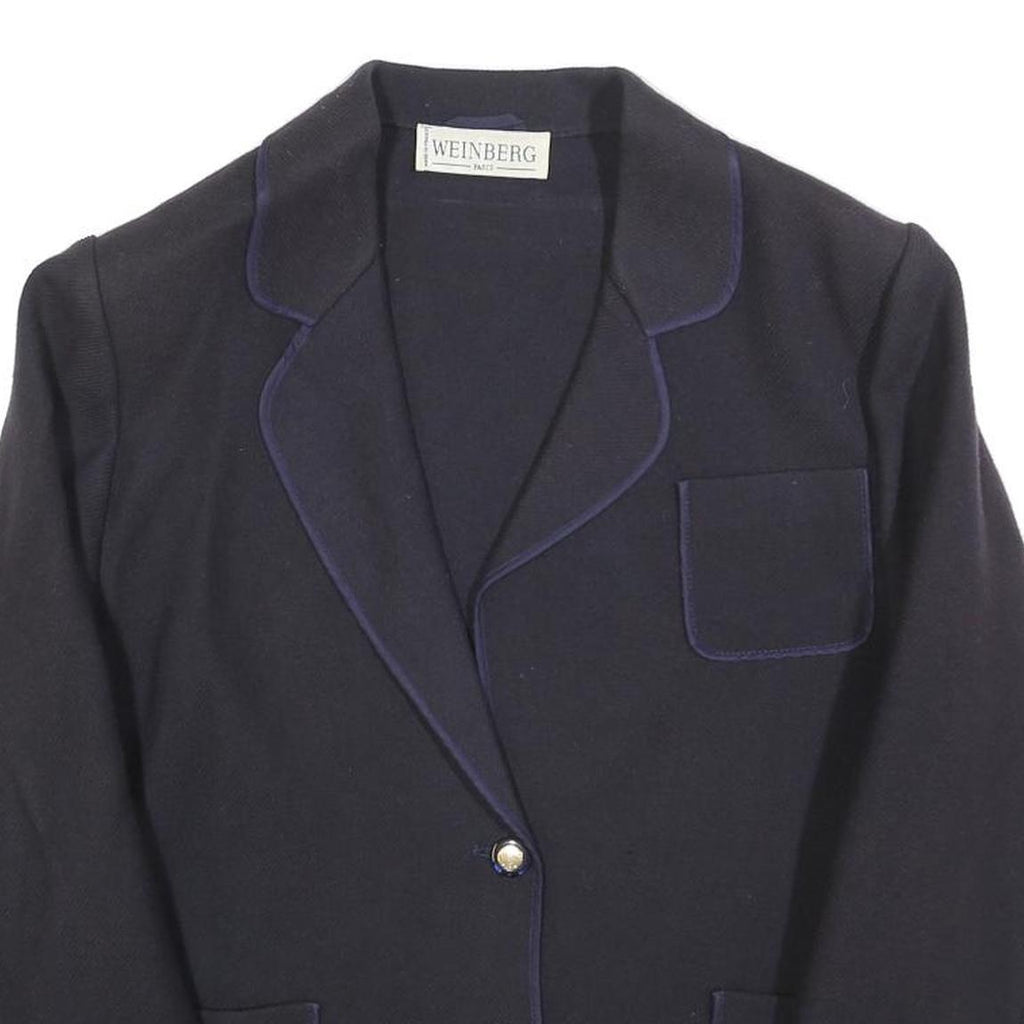 WEINBERG Womens Black Button Wool Jacket M Classic Tailored Plain Button Up