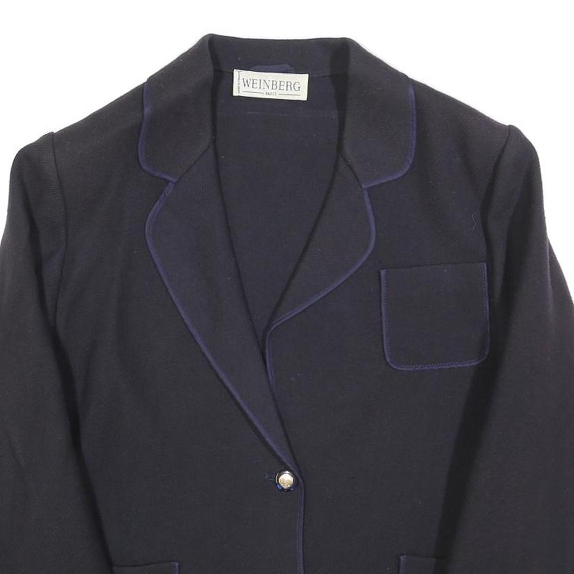 WEINBERG Womens Black Button Wool Jacket M Classic Tailored Plain Button Up