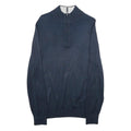 NAUTICA Mens Navy Blue Pullover Jumper Cotton Blend Quarter Zip Rib Knit M